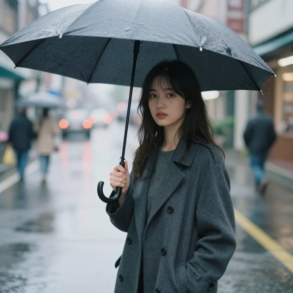 雨のストリートファッション